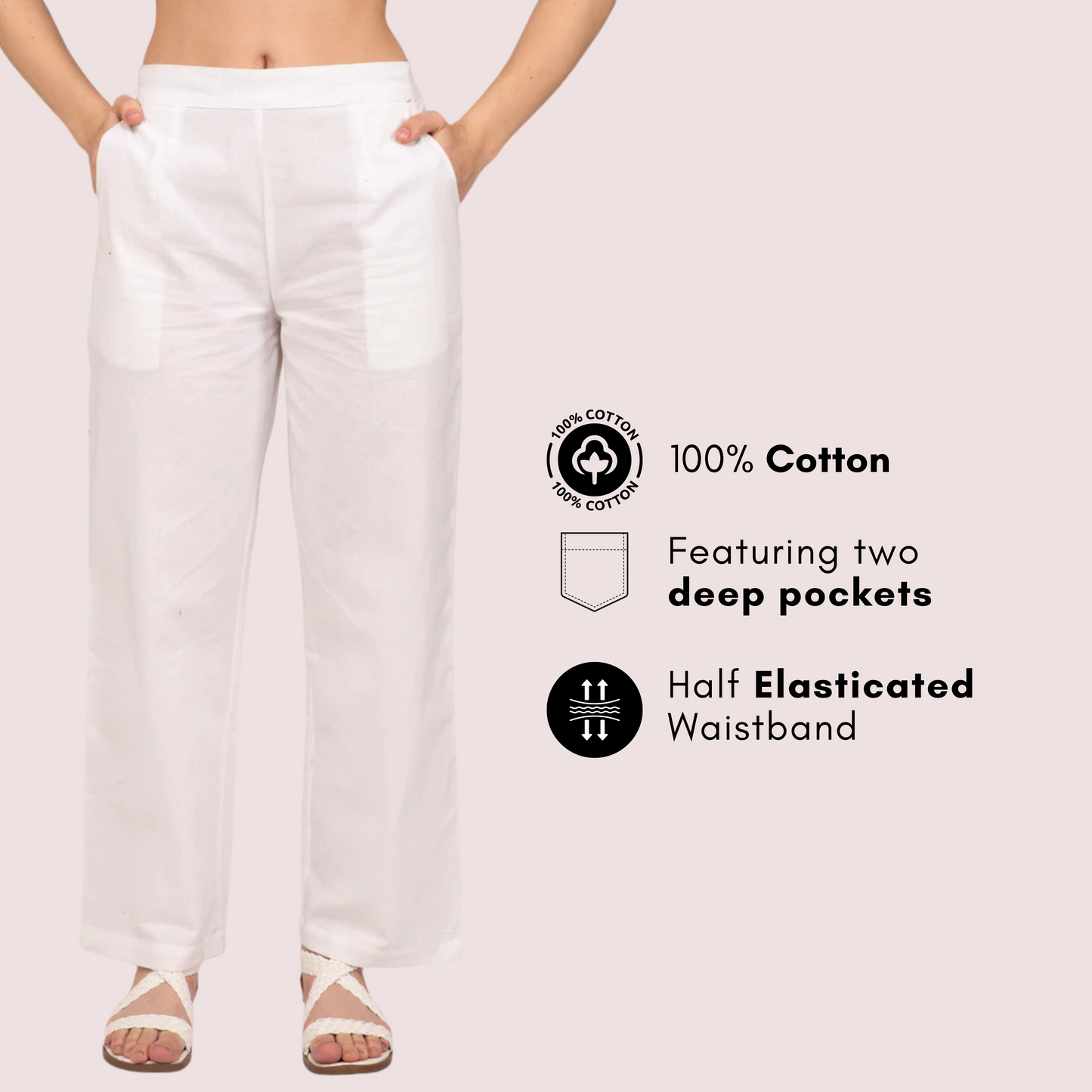 White Wide Leg Cotton Pant