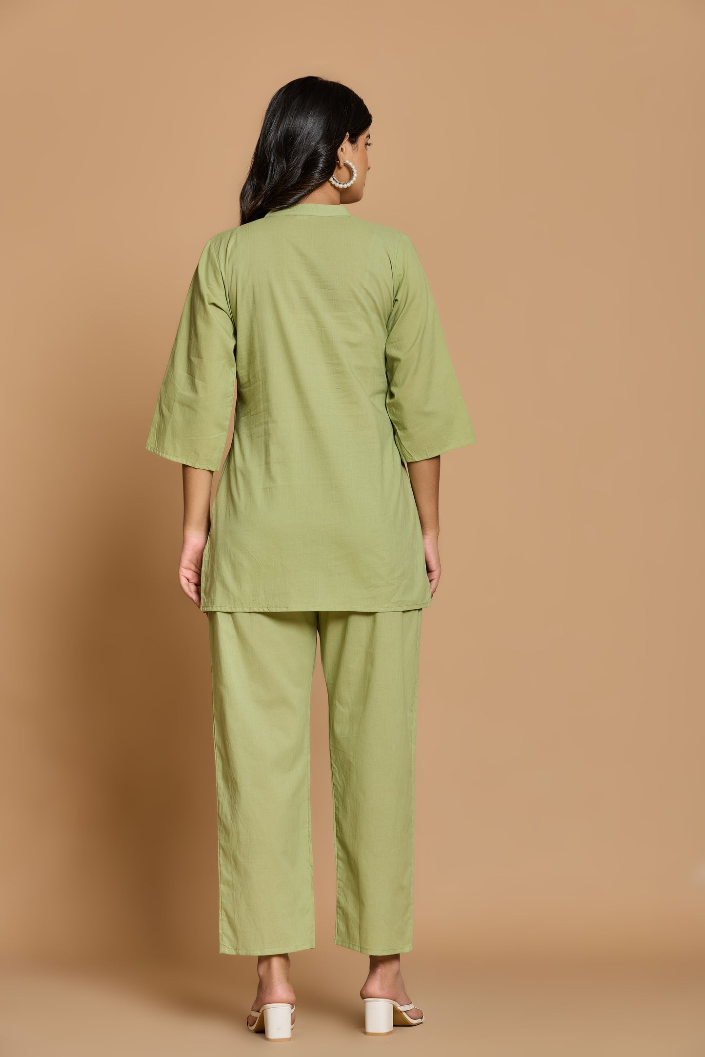 Olive Mist Solid Cotton Co-ord Set