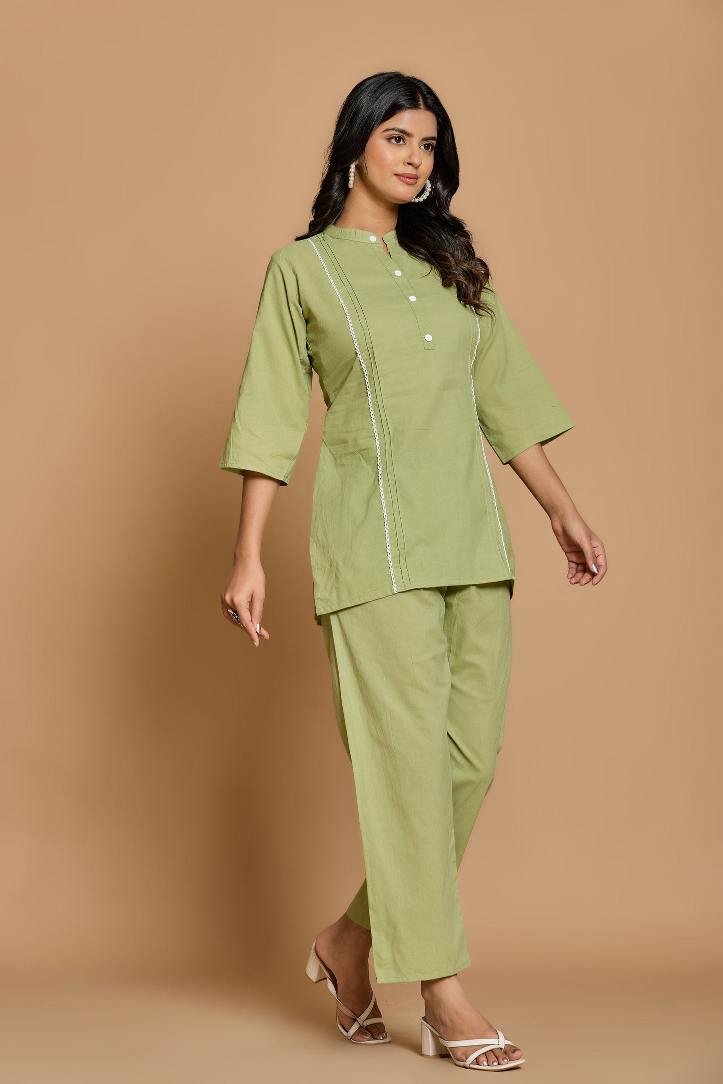 Olive Mist Solid Cotton Co-ord Set