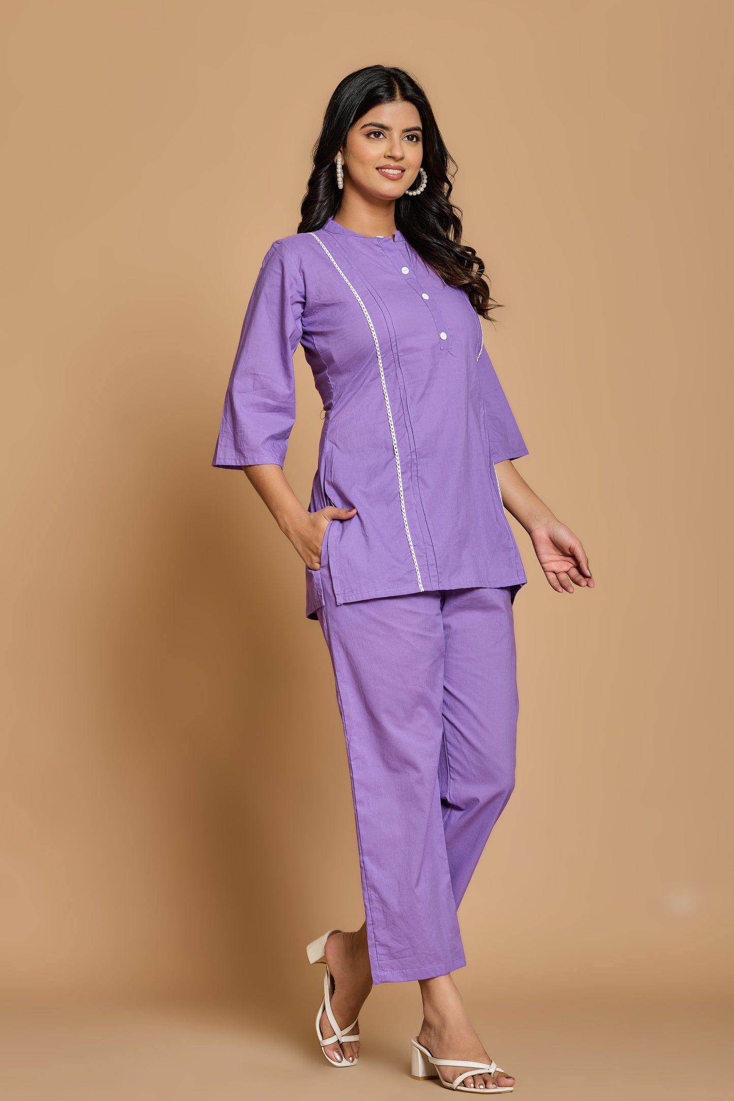 Lavender Solid Cotton Co-ord Set