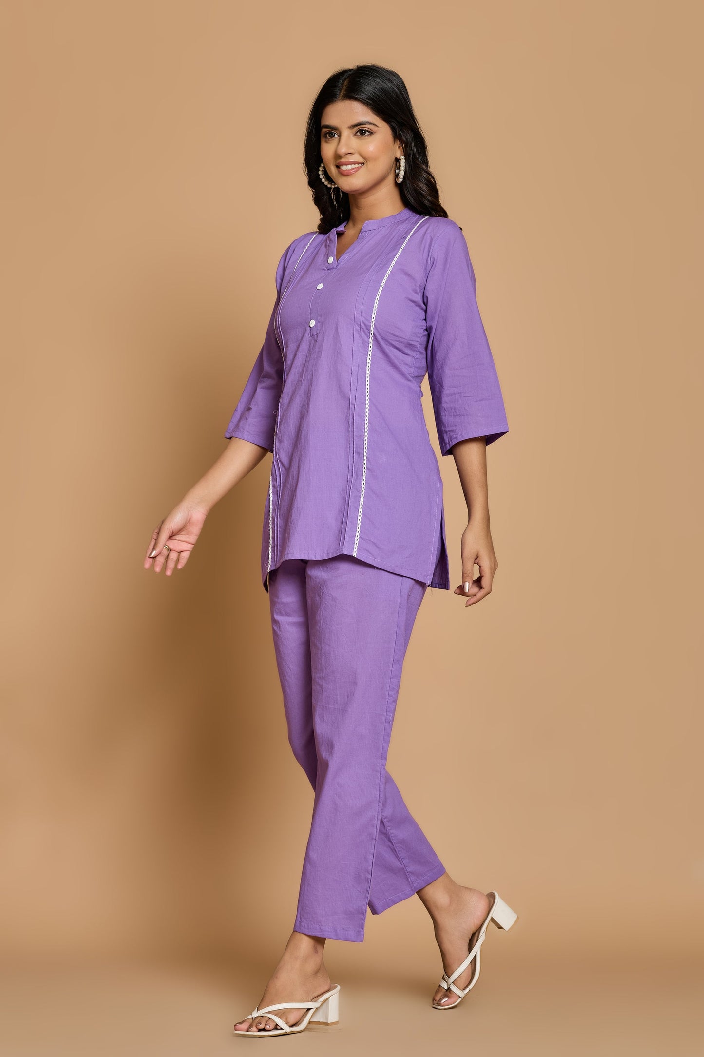 Lavender Solid Cotton Co-ord Set