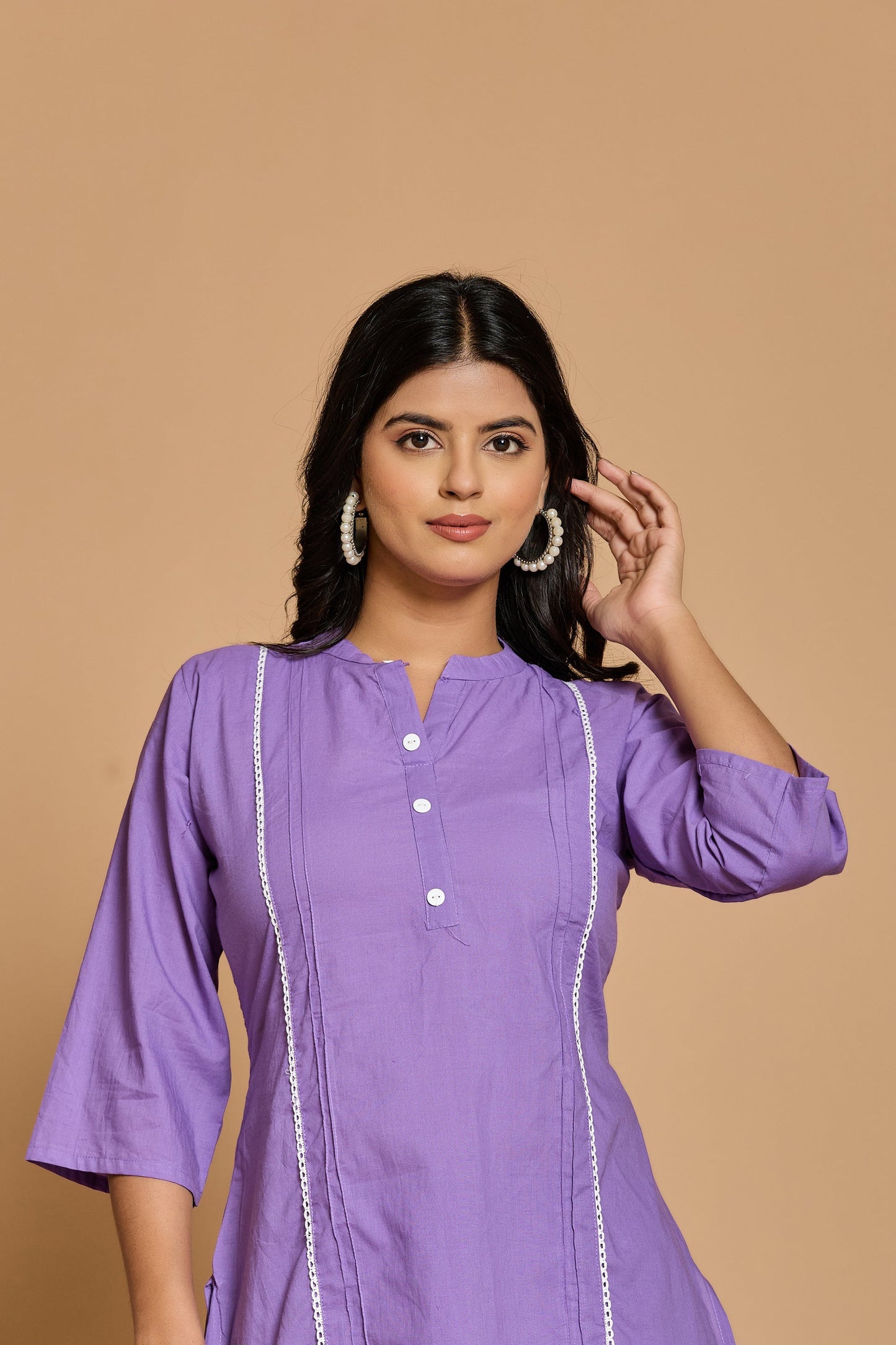 Lavender Solid Cotton Co-ord Set