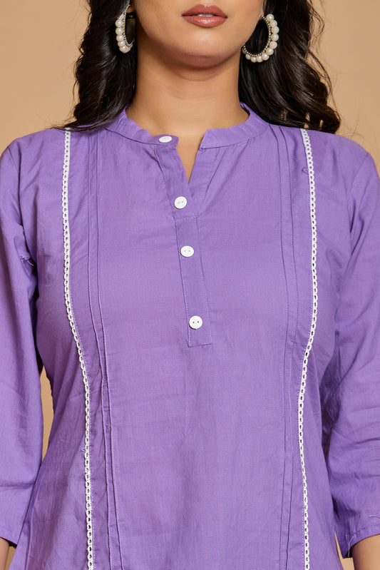 Lavender Solid Cotton Co-ord Set