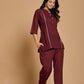 Maroon Solid Cotton Co-ord Set