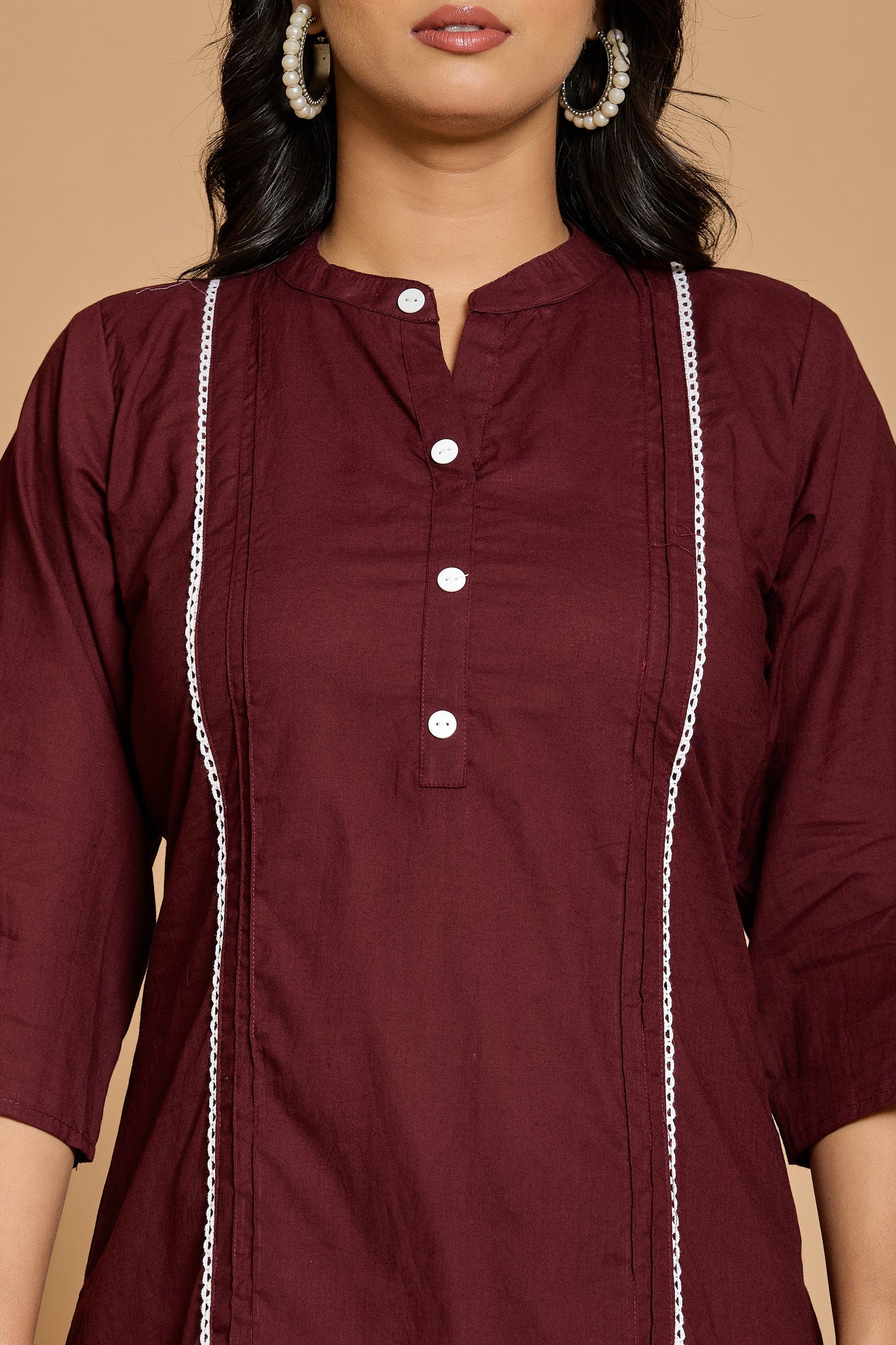 Maroon Solid Cotton Co-ord Set