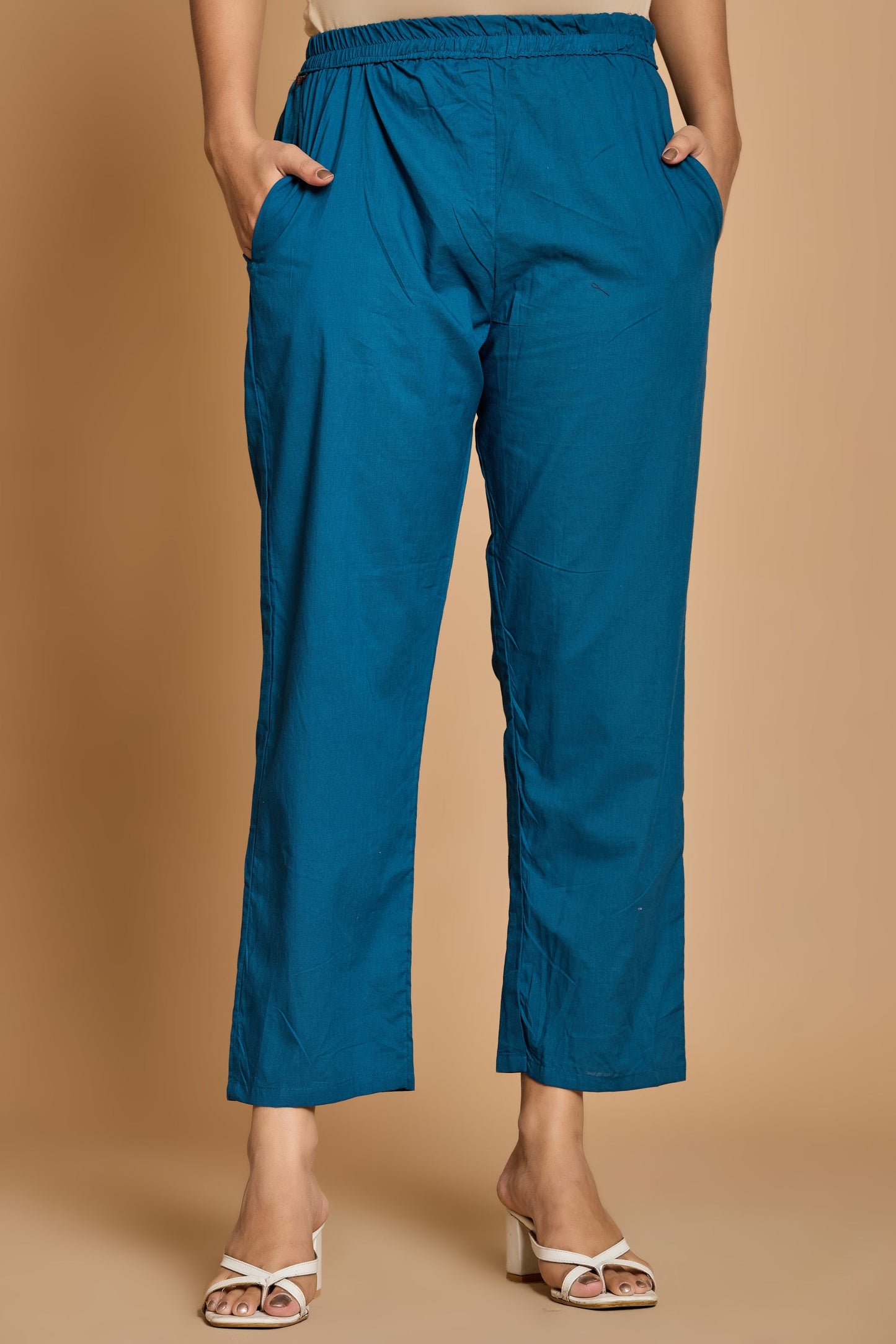 Teal Blue Solid Cotton Co-ord Set