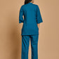 Teal Blue Solid Cotton Co-ord Set