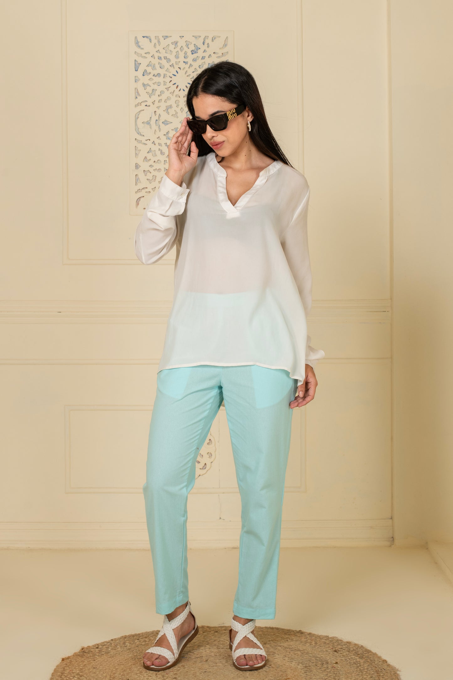 Icy Blue Everyday Cotton Pant
