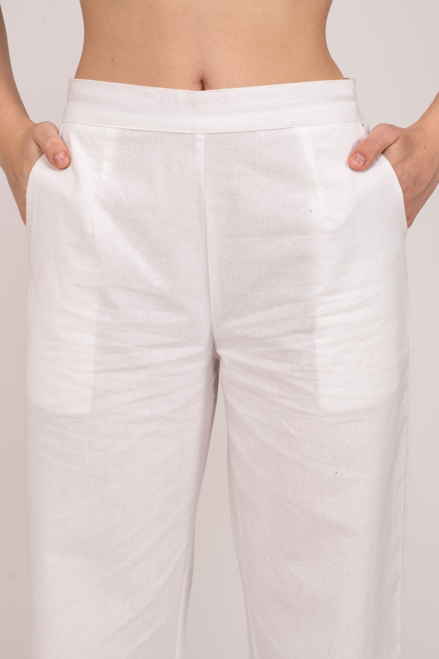 White Wide Leg Cotton Pant