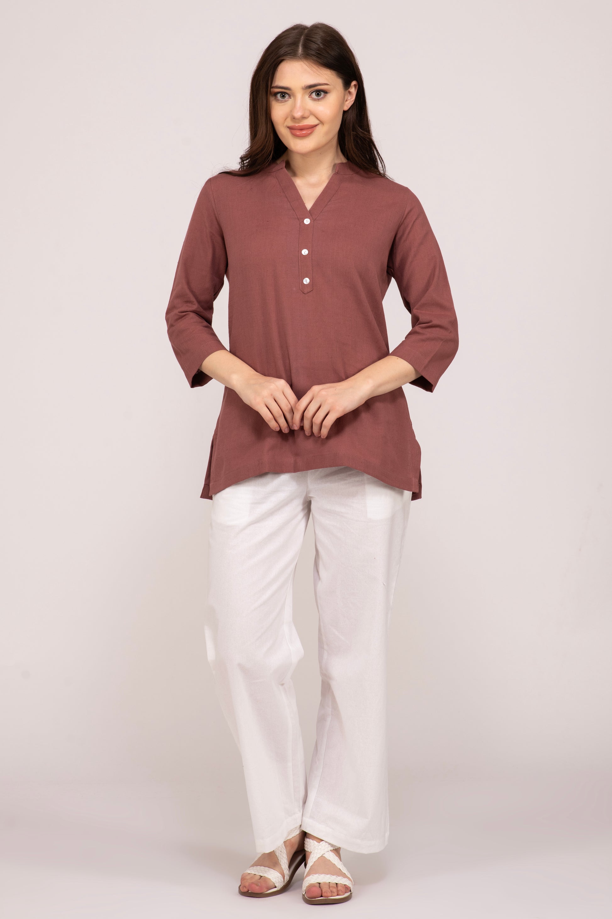 White Wide Leg Cotton Pant For Women