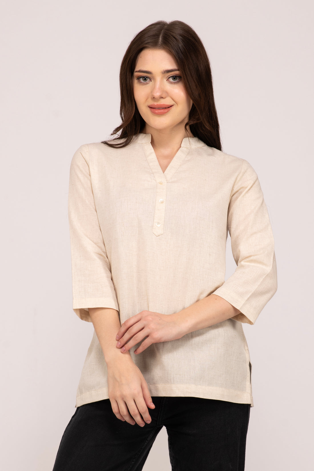 Ecru Short Kurti for women