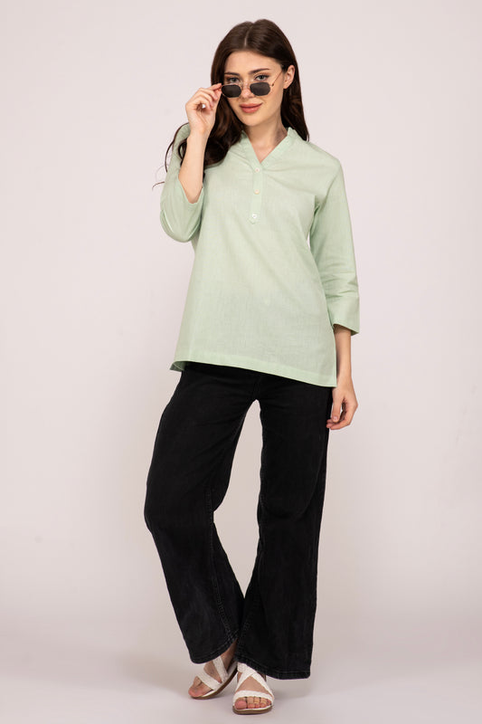 Mint Green Short Kurti for Women at Albelie