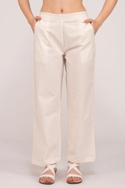 Off - White Wide Leg Cotton Pant