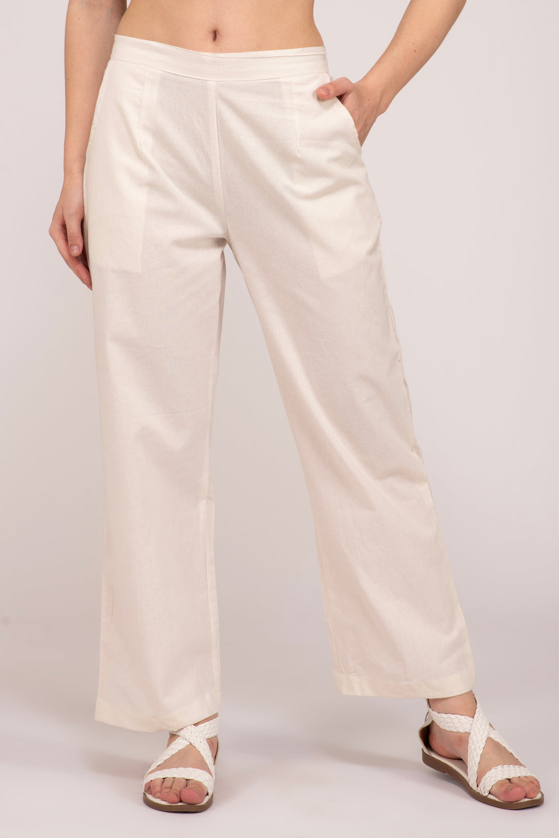 Off - White Wide Leg Cotton Pant