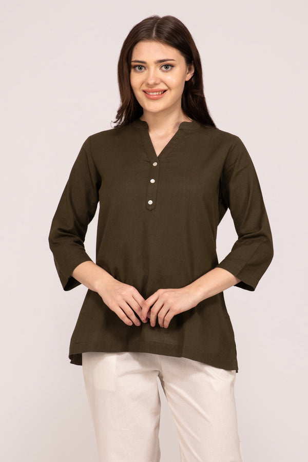 Olive Green Short Kurti