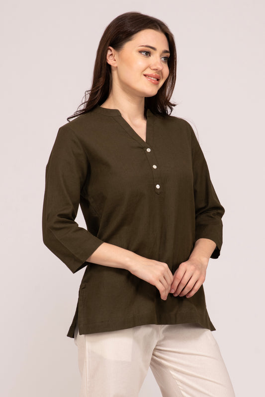 Buy Olive Green Short Kurti For Women