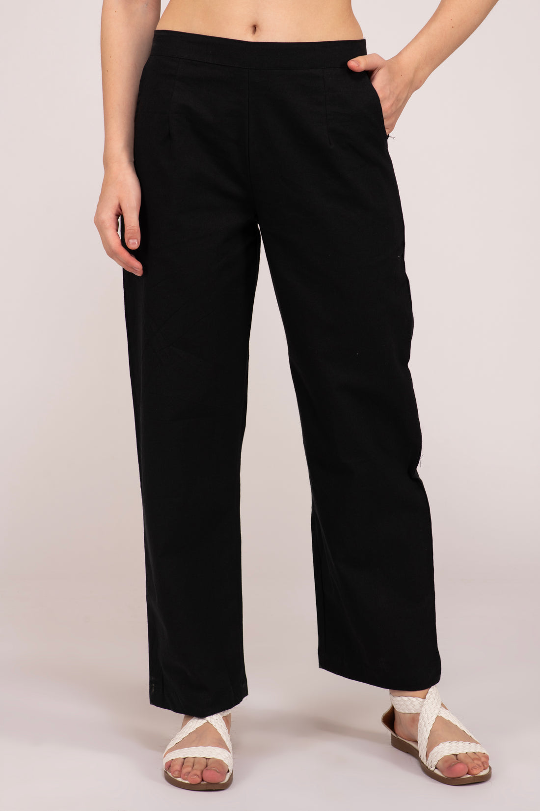 Black Wide Leg Cotton Pant