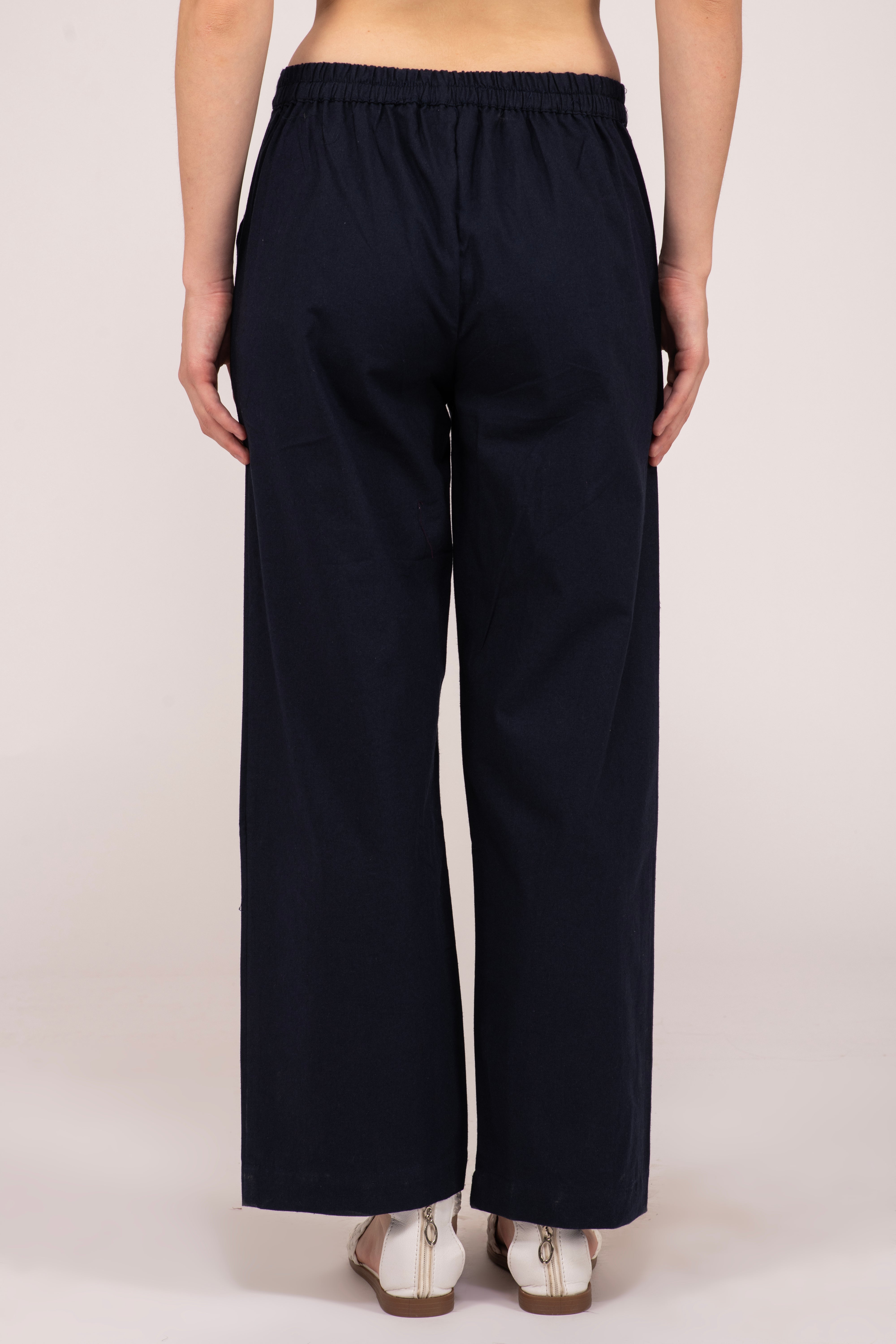 Navy Blue  Wide Leg Cotton pant