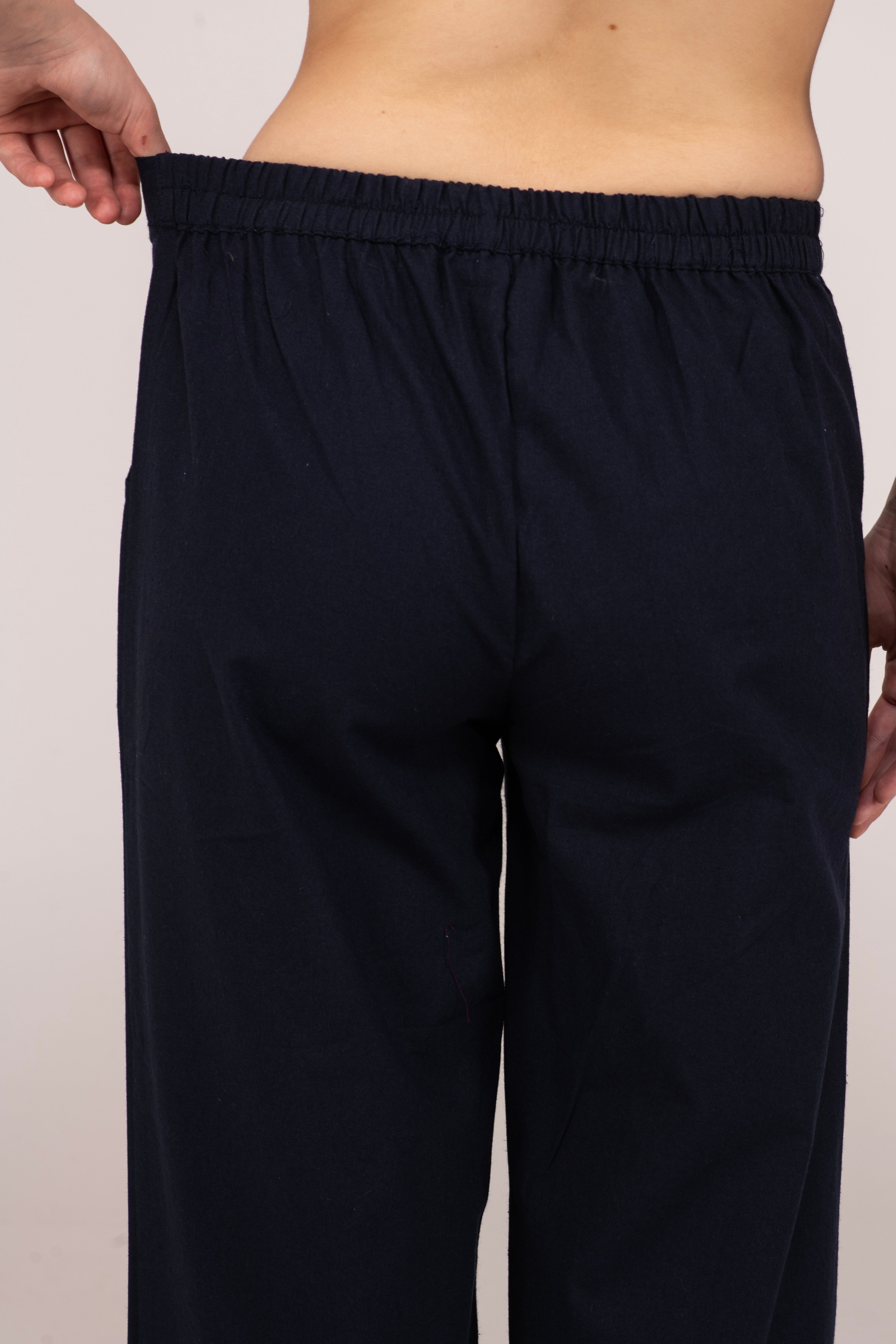 Navy Blue  Wide Leg Cotton pant