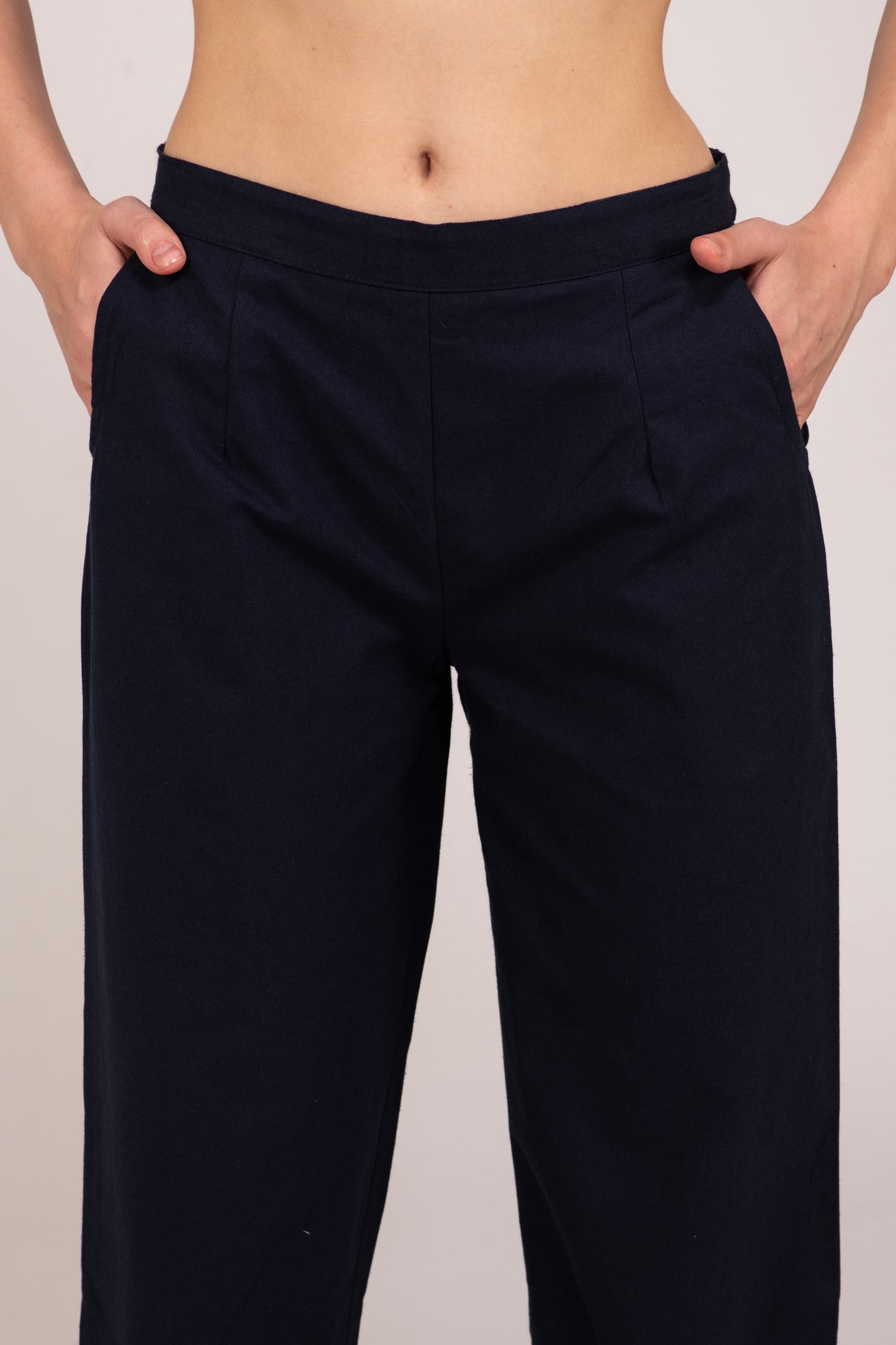 Navy Blue  Wide Leg Cotton pant