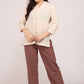 Rose taupe Wide Leg Cotton Pant  for women