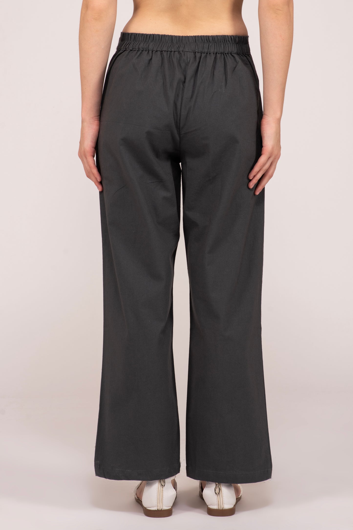 Cement Grey Wide Leg Cotton Pant