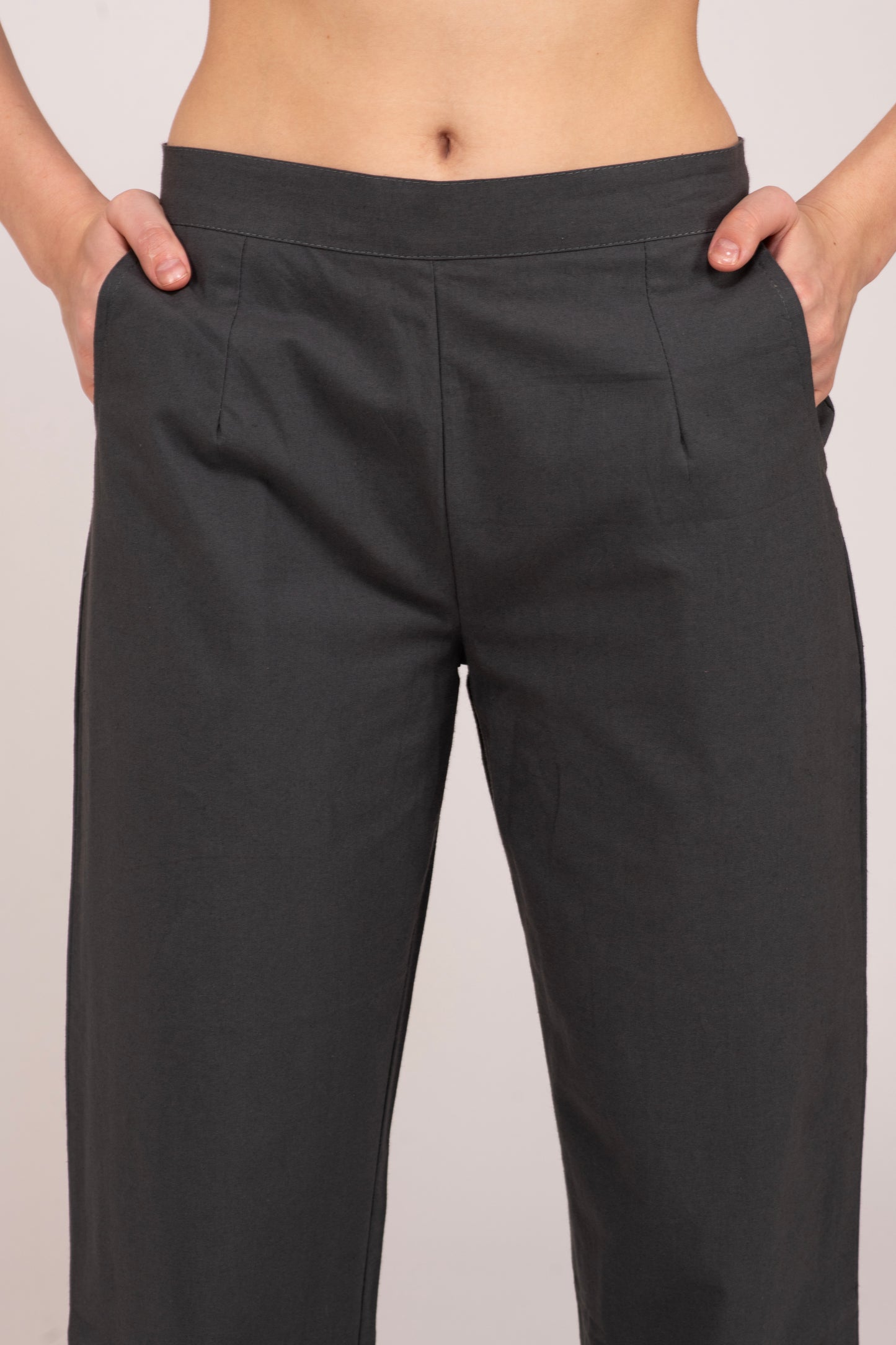 Cement Grey Wide Leg Cotton Pant