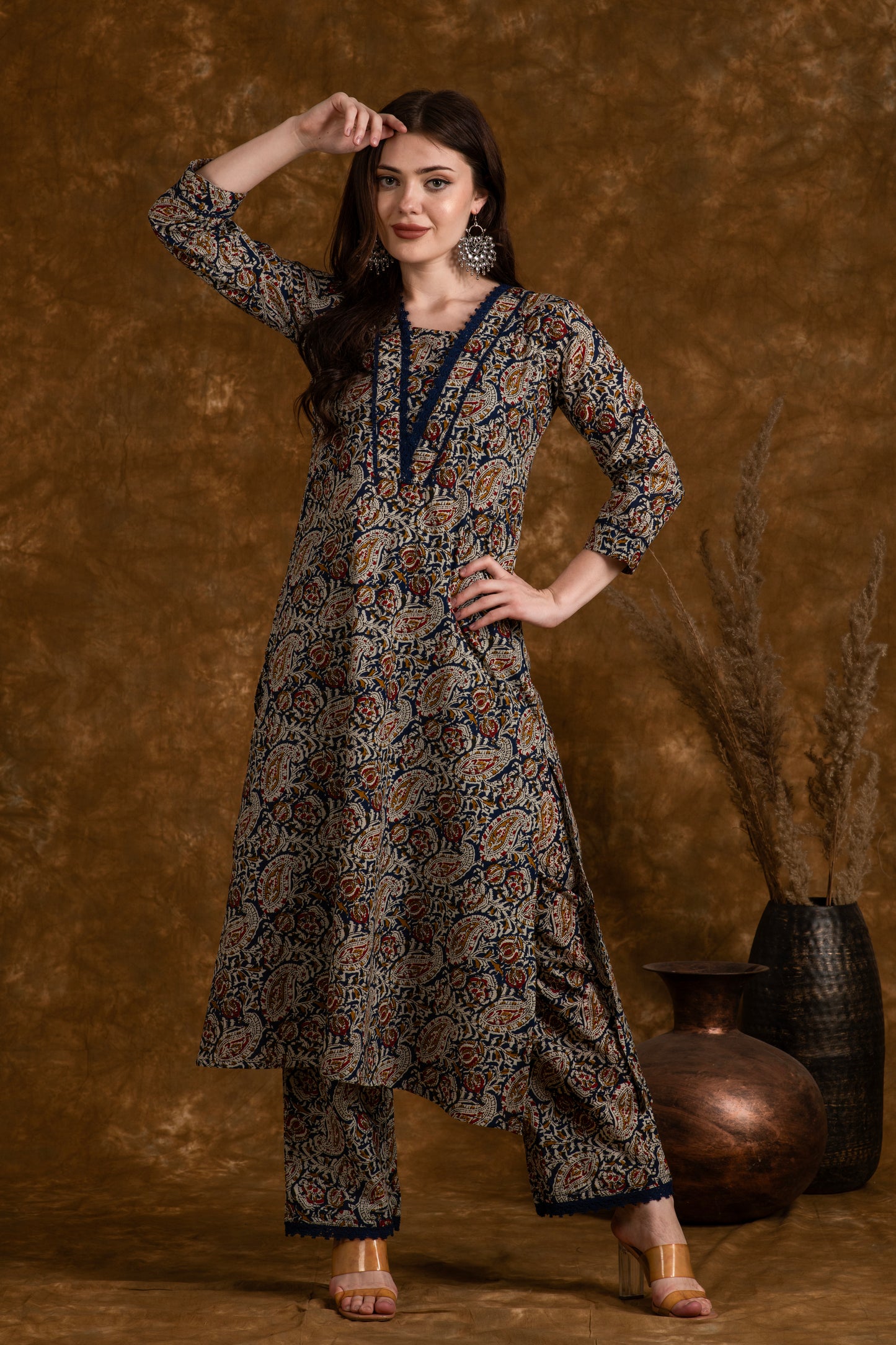 Designer Gauri Cotton Kurta Pant Set