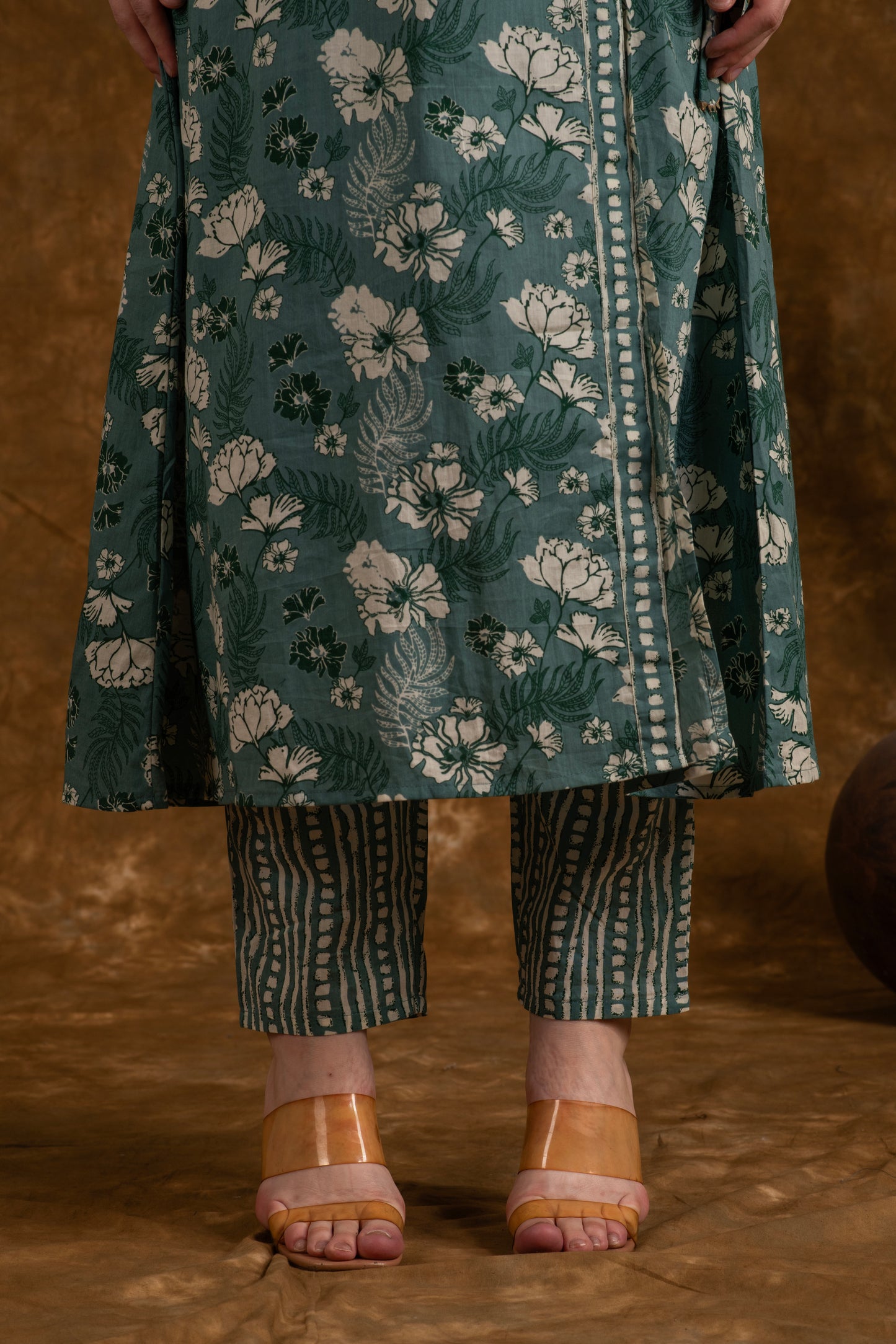 Green A-Line Cotton Suit Set