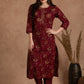 Maroon Floral Cotton Suit Set