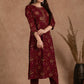 Maroon Floral Cotton Suit Set