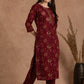 Maroon Floral Cotton Suit Set