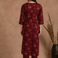 Maroon Floral Cotton Suit Set