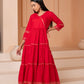 Anarkali Red Elegance Cotton Suit Set