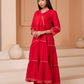 Anarkali Red Elegance Cotton Suit Set