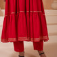 Anarkali Red Elegance Cotton Suit Set