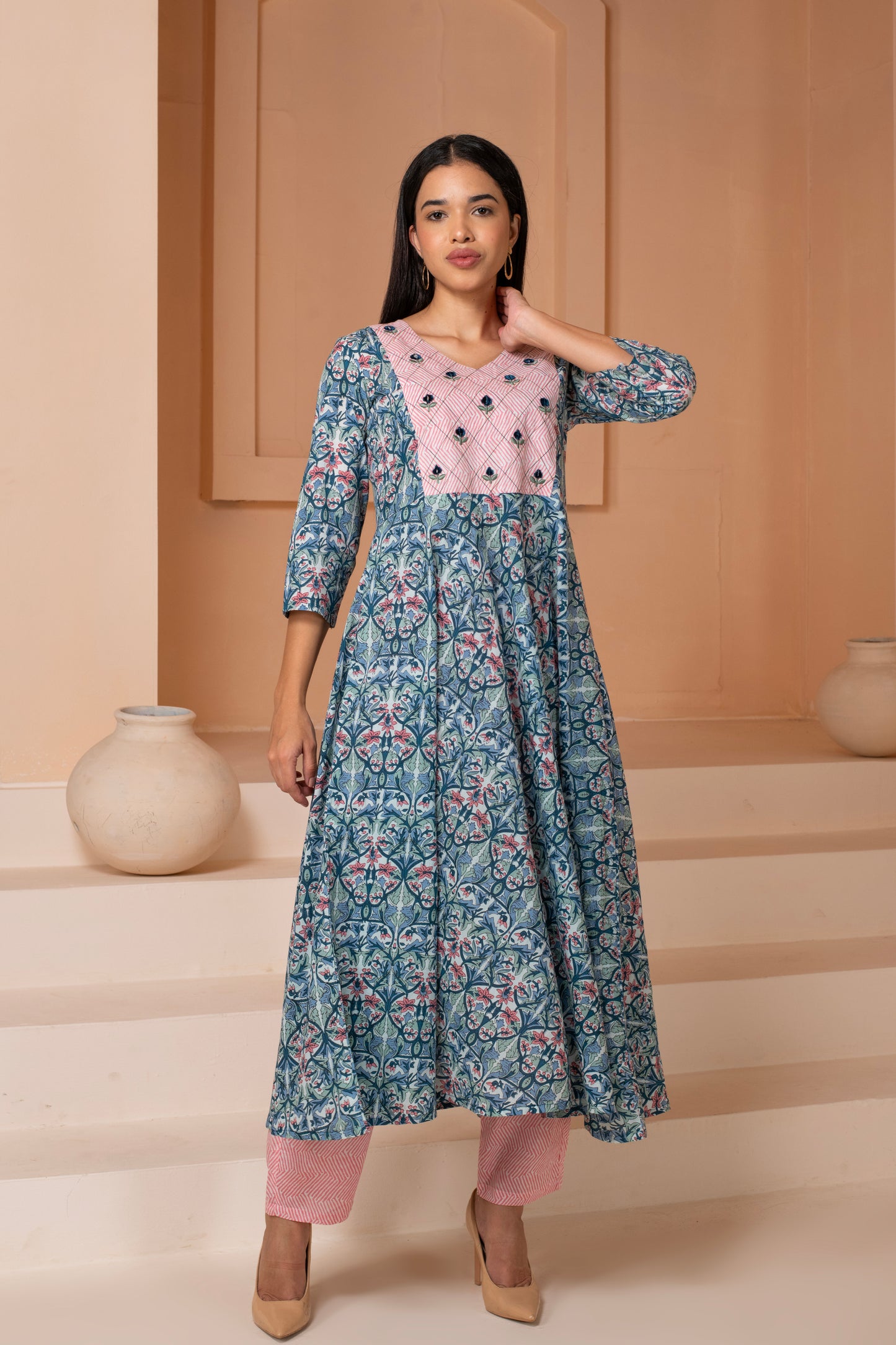 Designer Anarkali Cotton Suit Set