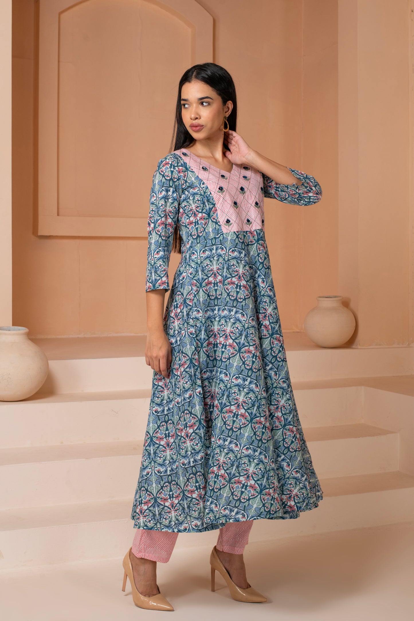 Designer Anarkali Cotton Suit Set