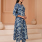 Floral Indigo Cotton Suit Set