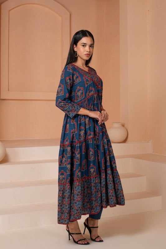 Azure Elegance Cotton Suit Set