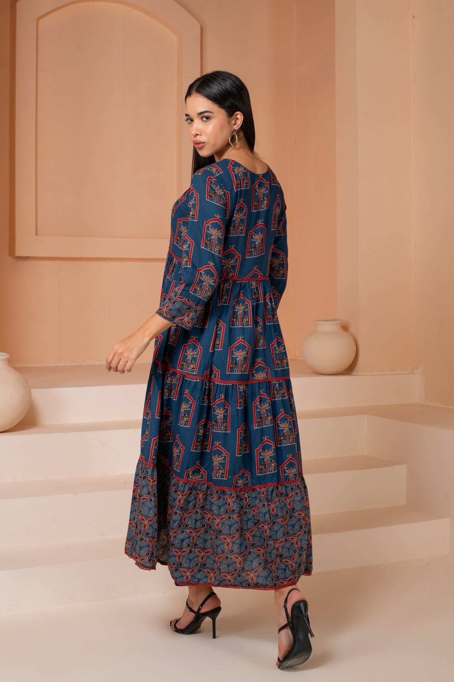 Azure Elegance Cotton Suit Set