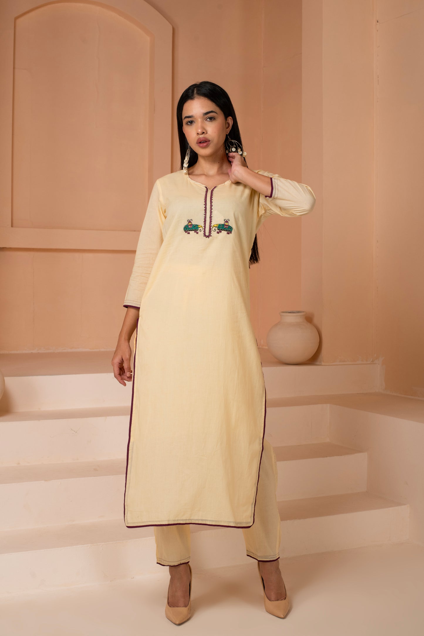 Mughal Motif Designer Cotton Suit Set