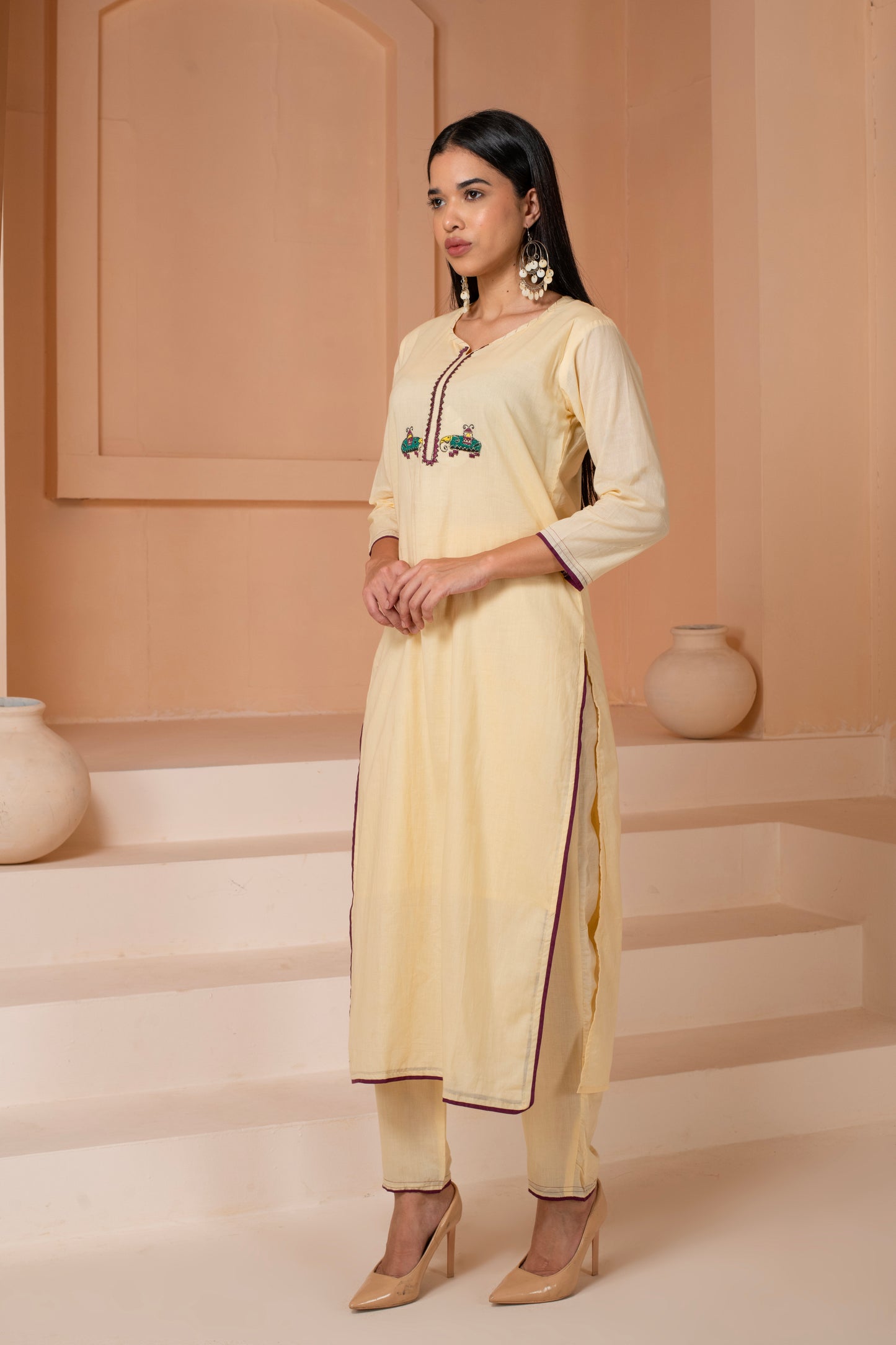 Mughal Motif Designer Cotton Suit Set