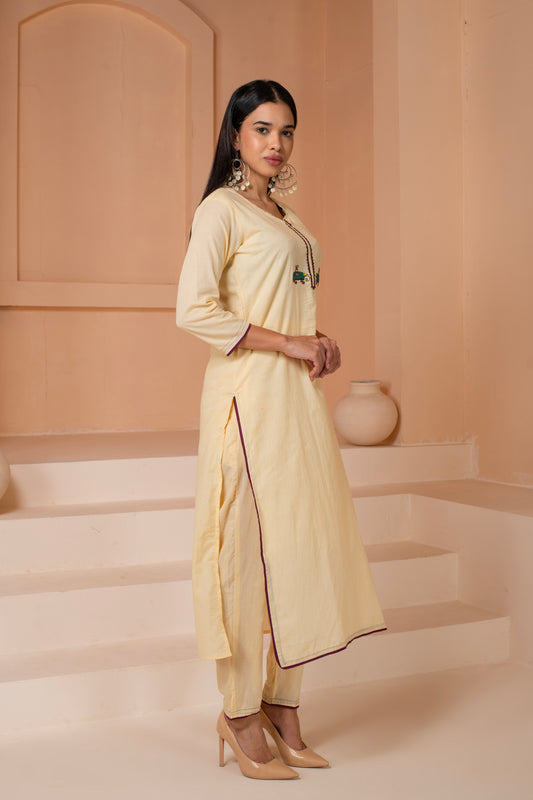 Mughal Motif Designer Cotton Suit Set