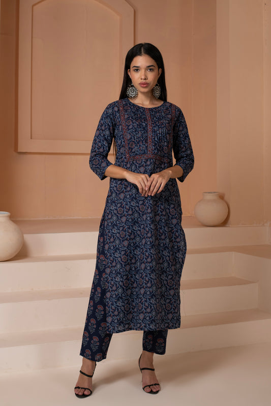 Blue Sitara Cotton Suit Set