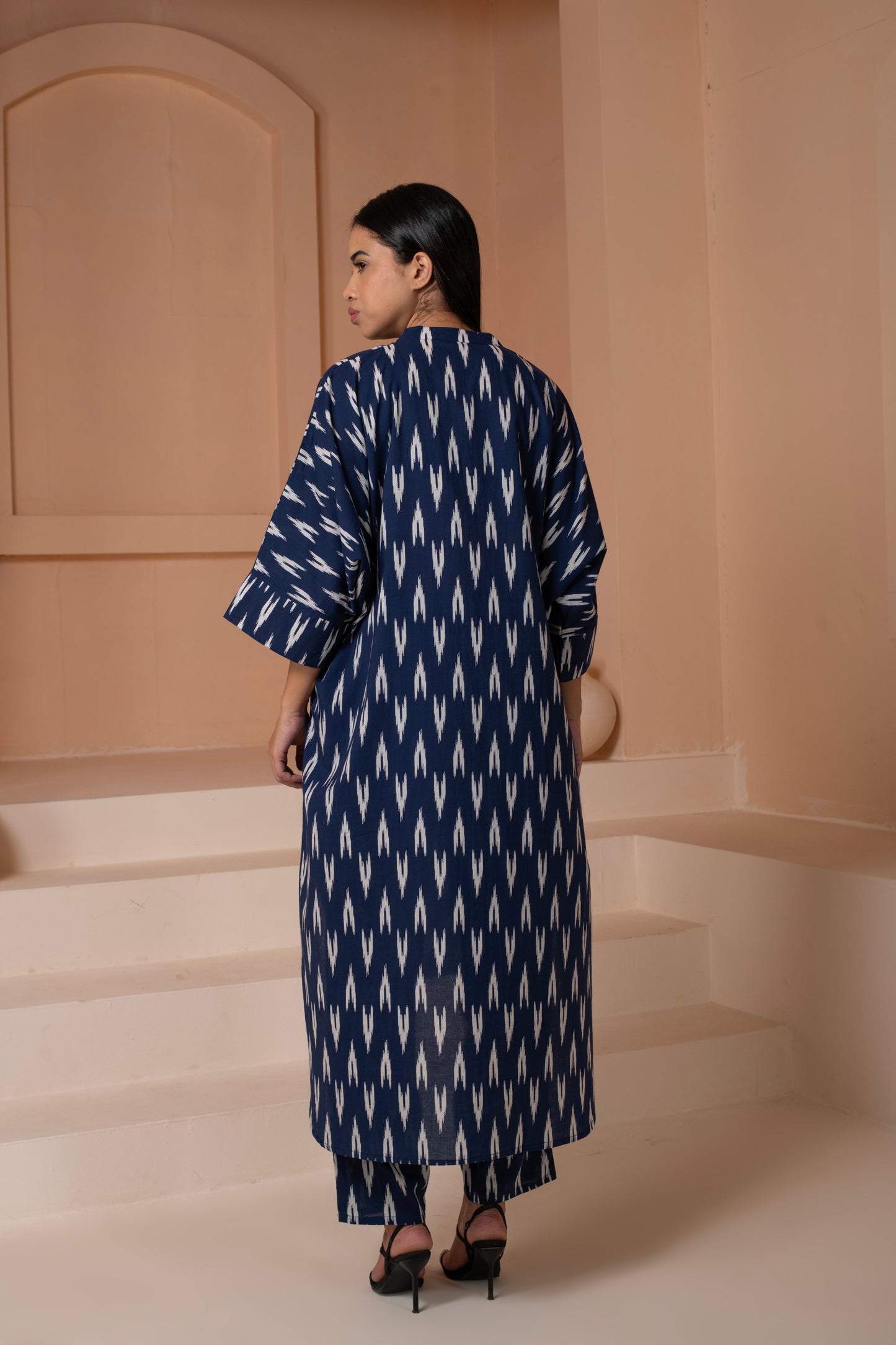 Blue Ikkat Cotton Kurta Pant Set