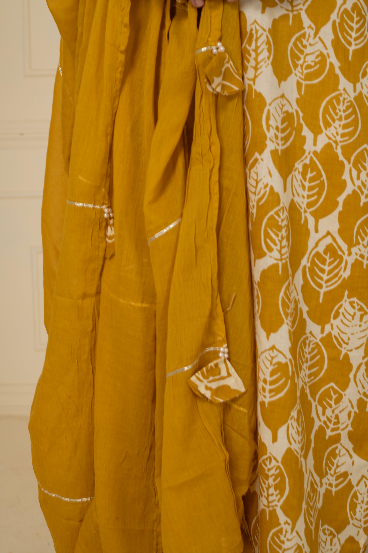 Yellow Printed Cotton Suit Set