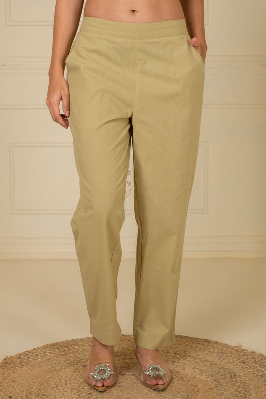 Earthy Brown Wide Leg Cotton Pant