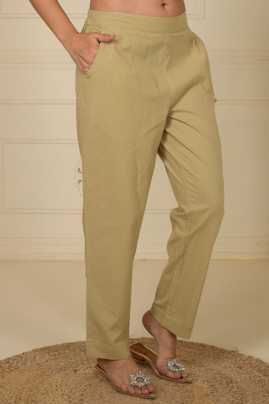 Earthy Brown Wide Leg Cotton Pant