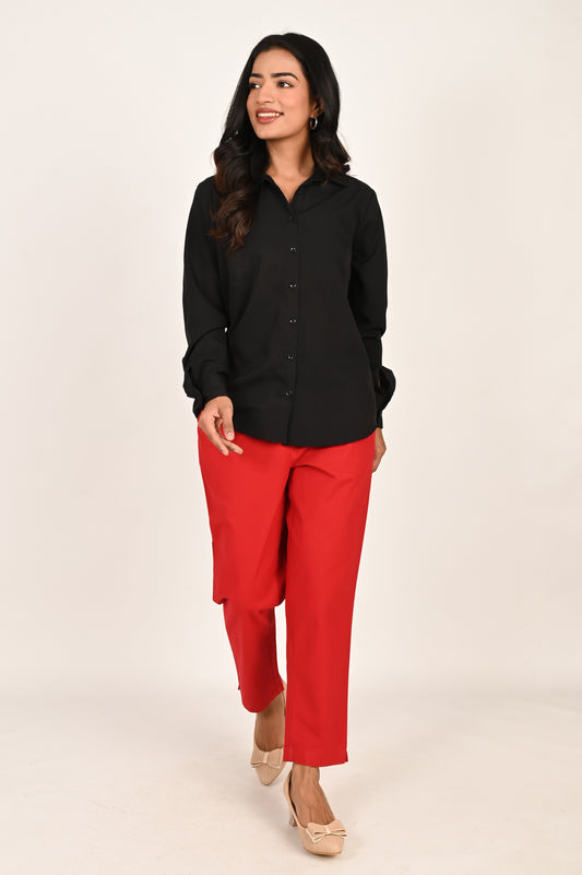 Classy Red Everyday Cotton Pant